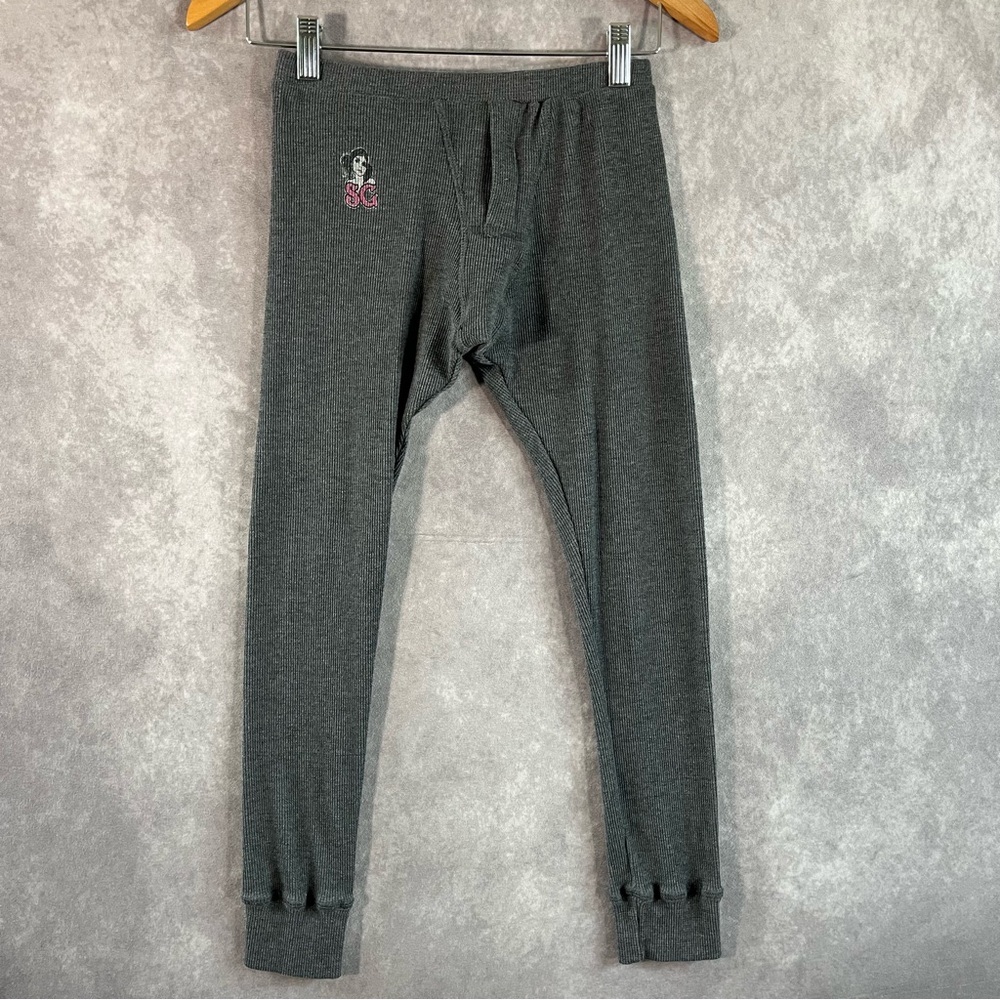 RARE Suicide Girls Sweatpants Womens Medium Gray Thermal Waffle Leggings